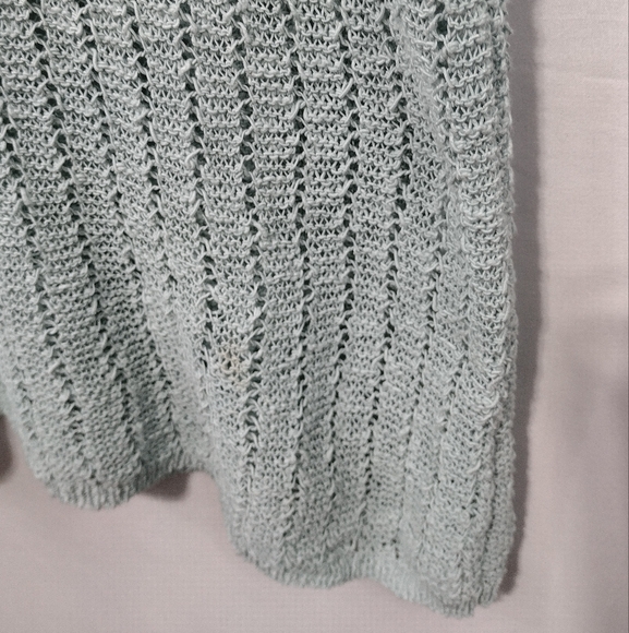 J. Jill Textured Open-Stitch V-Neck Sweater Women's L Mint Casual Minimalist - Picture 5 of 11